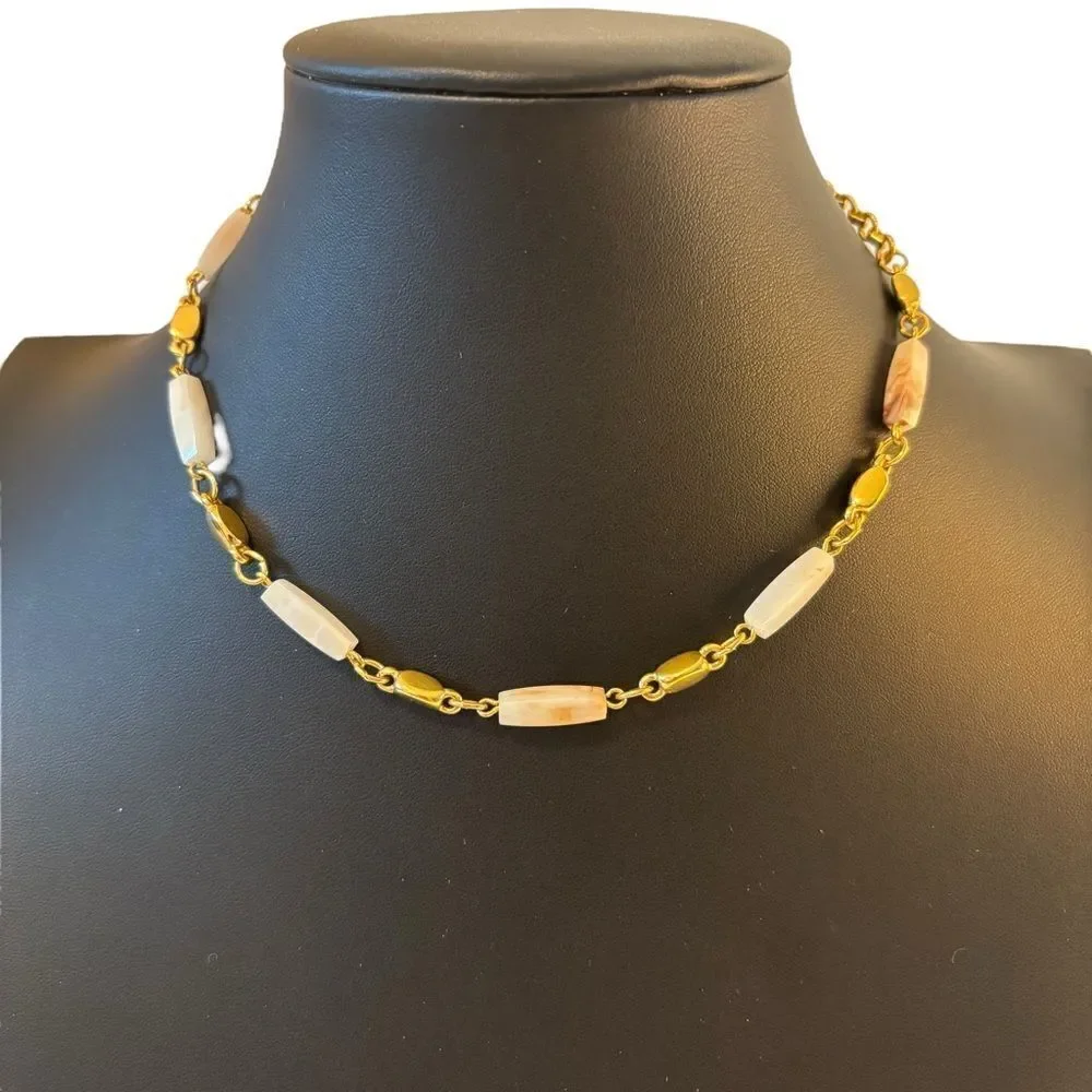 Vintage Trifari Shiny Gold Tone & Beaded Choker. Great Neutral Piece!